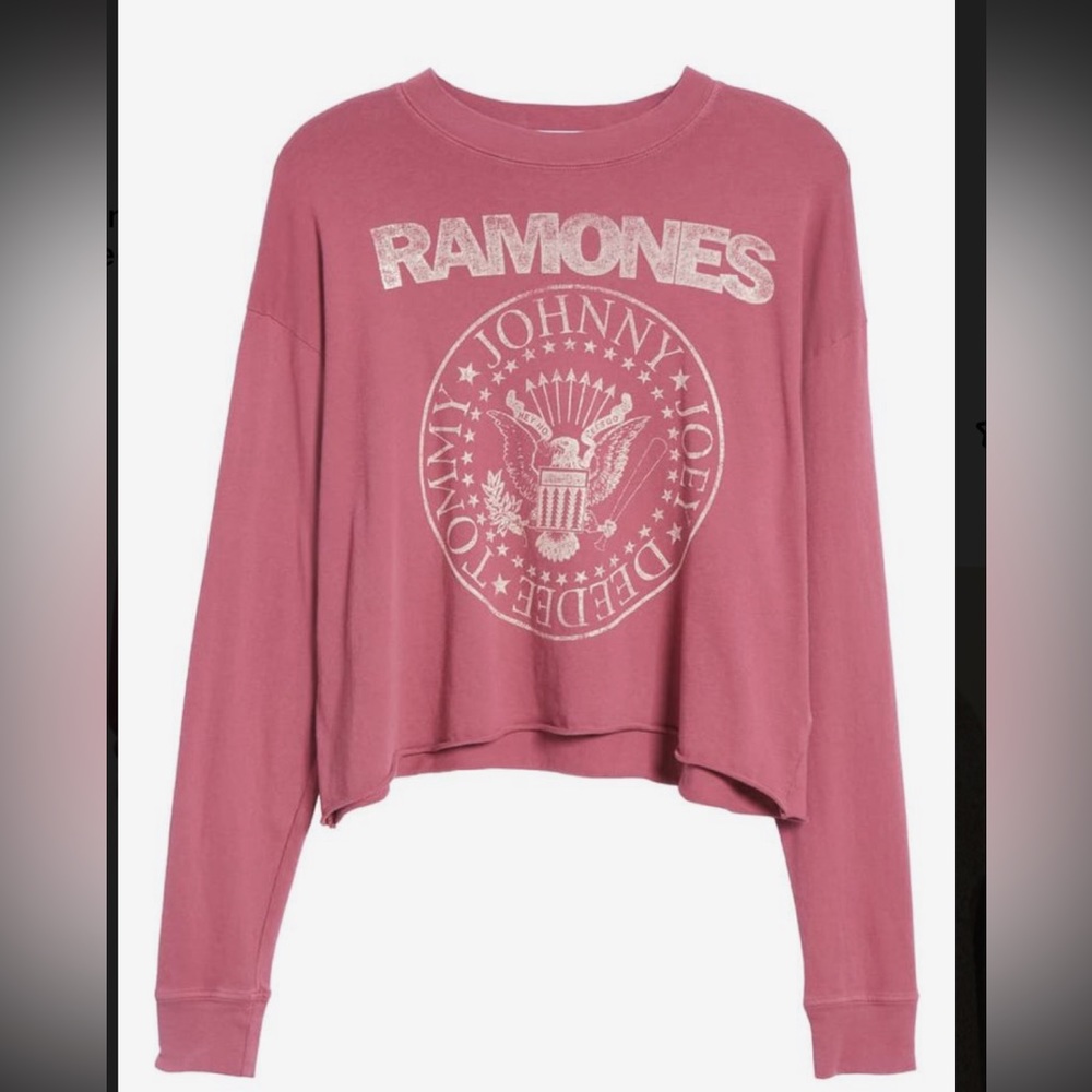 Daydreamer Ramones long sleeve rock and roll t shirt tee mauve red medium